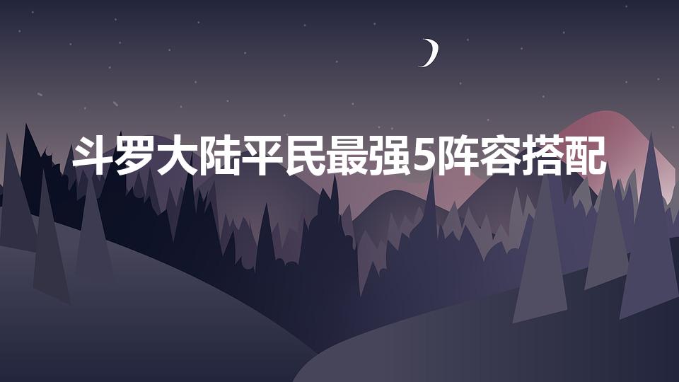 斗罗大陆平民最强5阵容搭配