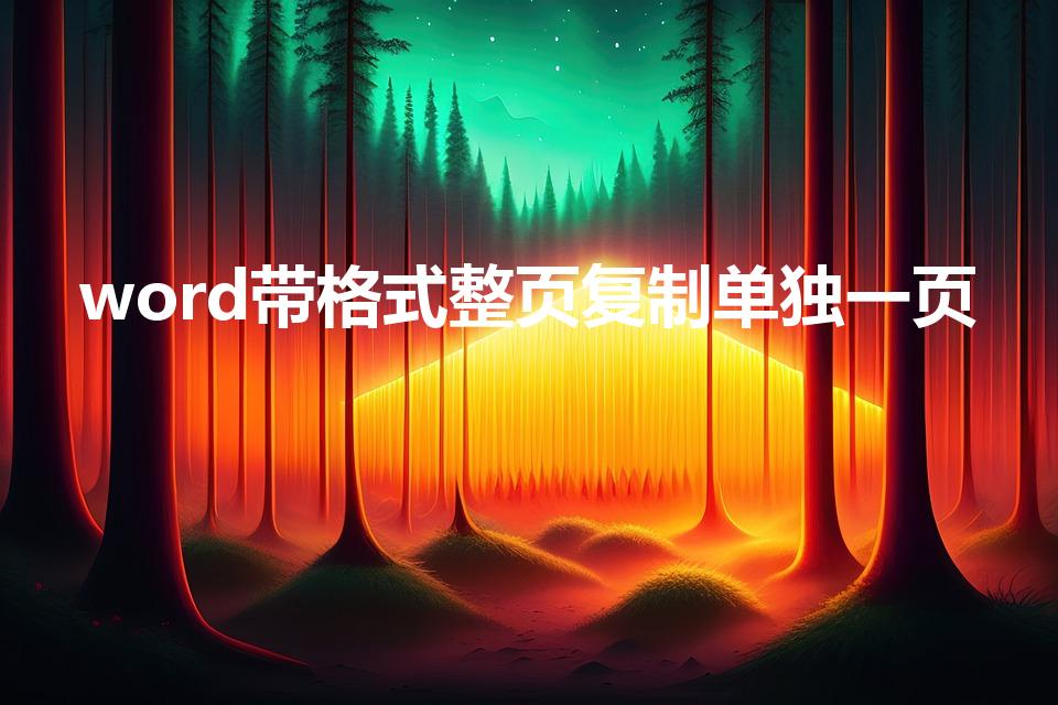 word带格式整页复制单独一页（word一页整怎么复制）