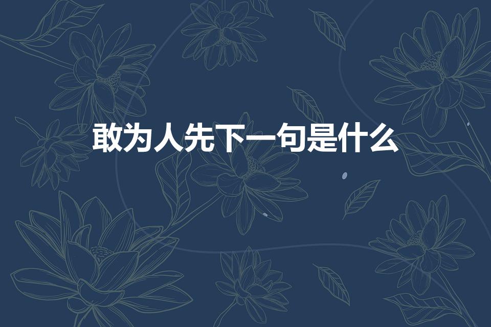 敢为人先下一句是什么（敢为天下先 上一句是什么）