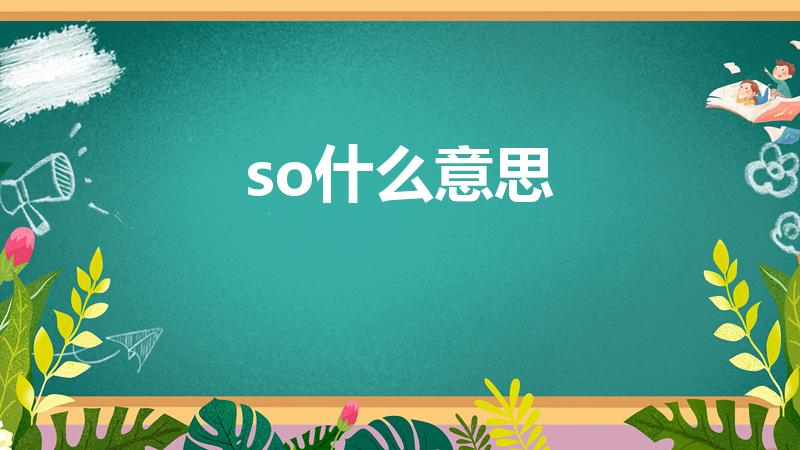 so什么意思（英语单词so有几个意思）