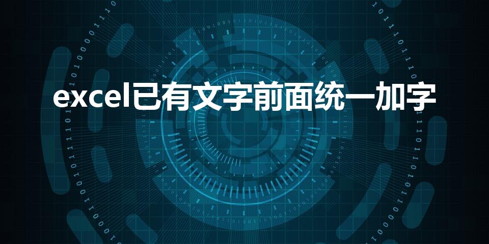 excel已有文字前面统一加字