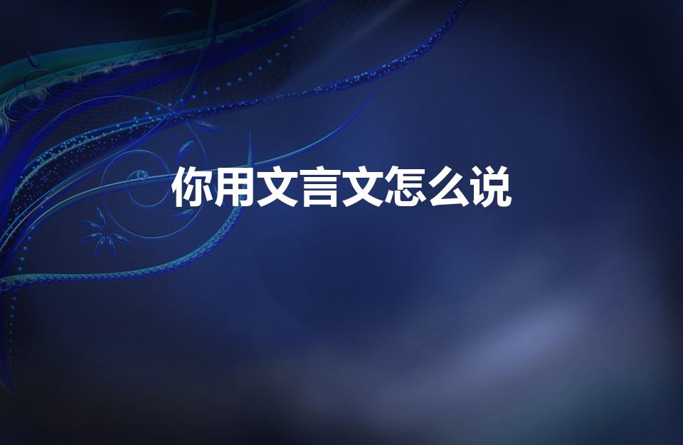 你用文言文怎么说（你字文言文里怎么说）