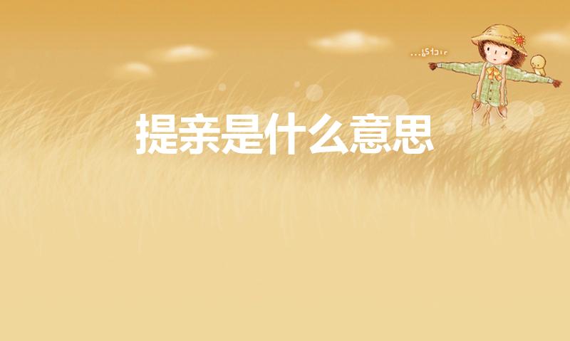 提亲是什么意思（提亲是什么意思 提亲需要准备什么）
