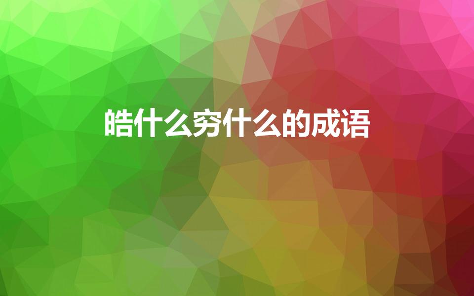 皓什么穷什么的成语（皓首穷经是什么意思）