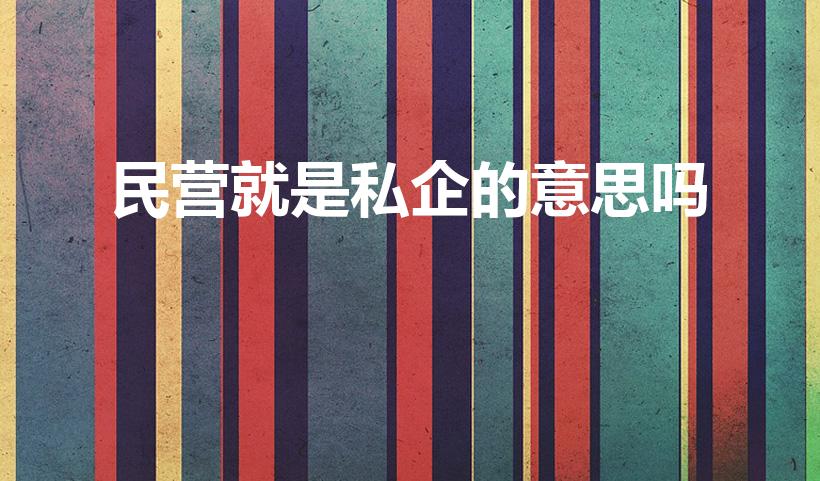 民营就是私企的意思吗（民营企业是私企吗）