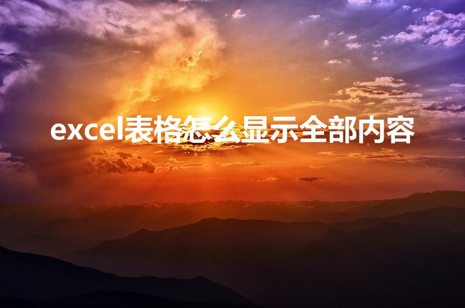excel表格怎么显示全部内容