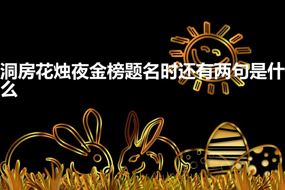 洞房花烛夜金榜题名时还有两句是什么