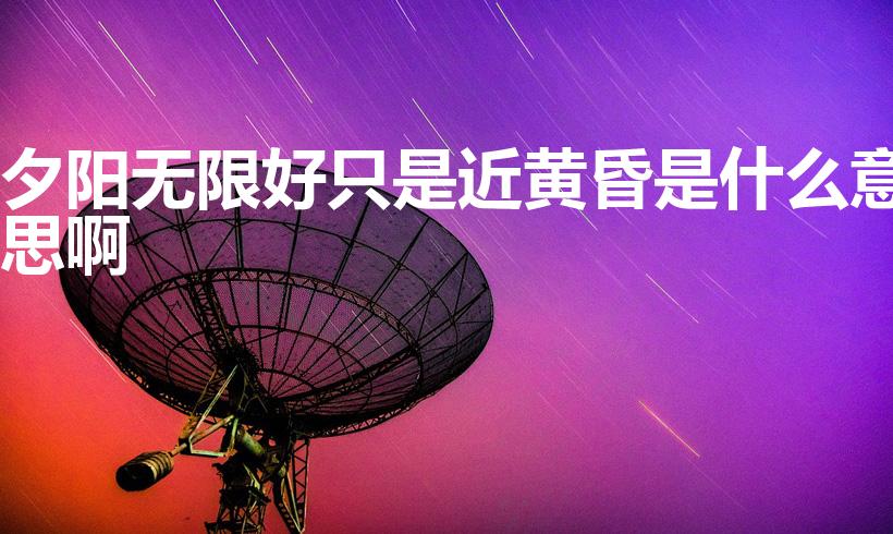 夕阳无限好只是近黄昏是什么意思啊