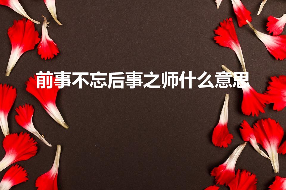 前事不忘后事之师什么意思
