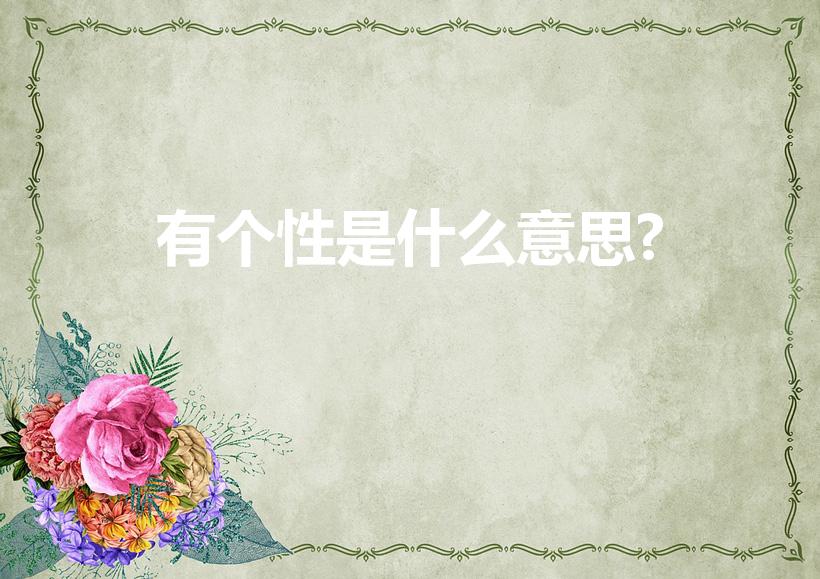 有个性是什么意思?（说一个人很有个性,是什么意思）