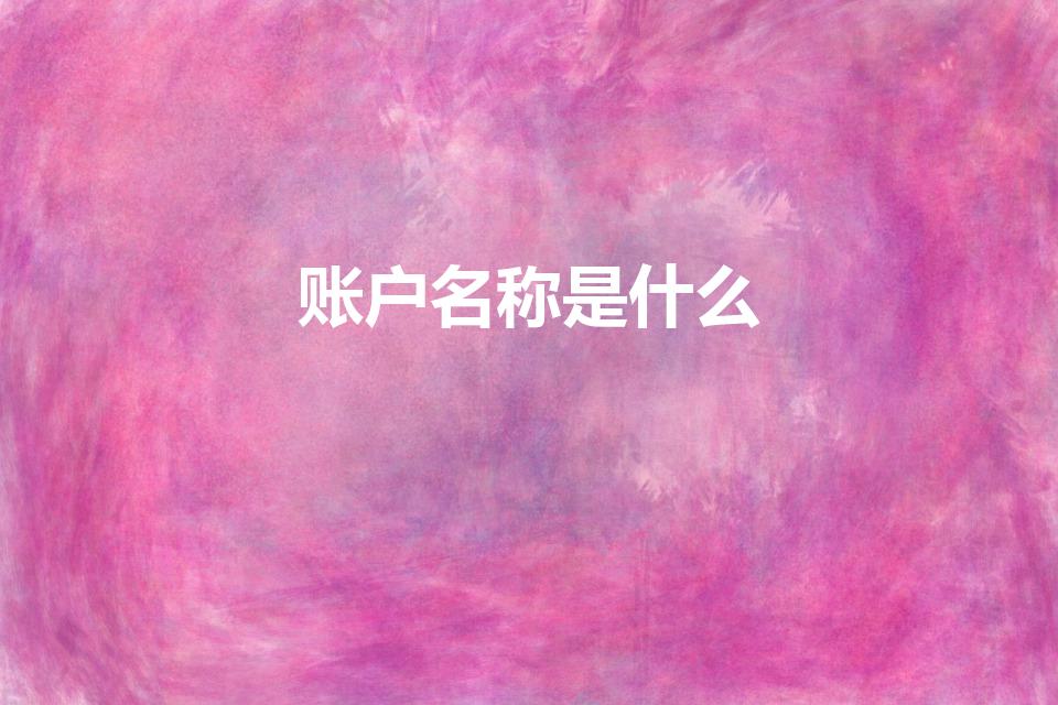 账户名称是什么（什么是账户名称）