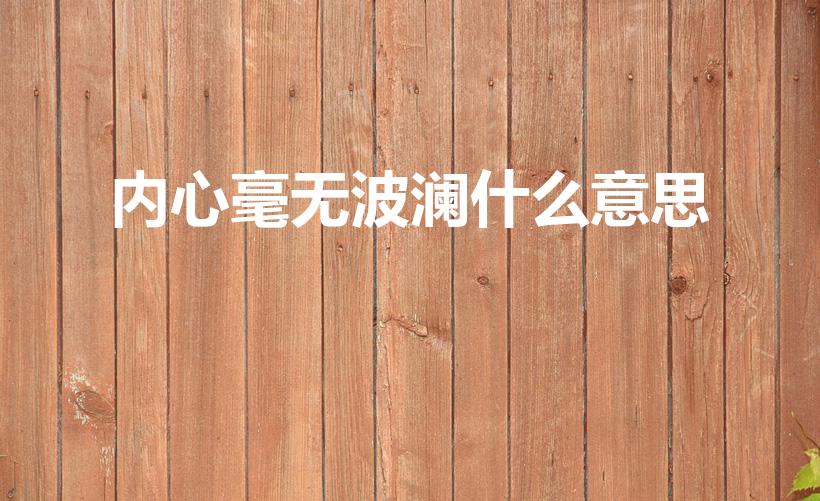 内心毫无波澜什么意思（毫无波澜的意思）