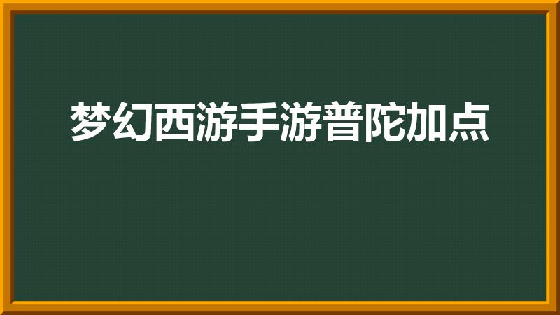 梦幻西游手游普陀加点（最新普陀加点教程）