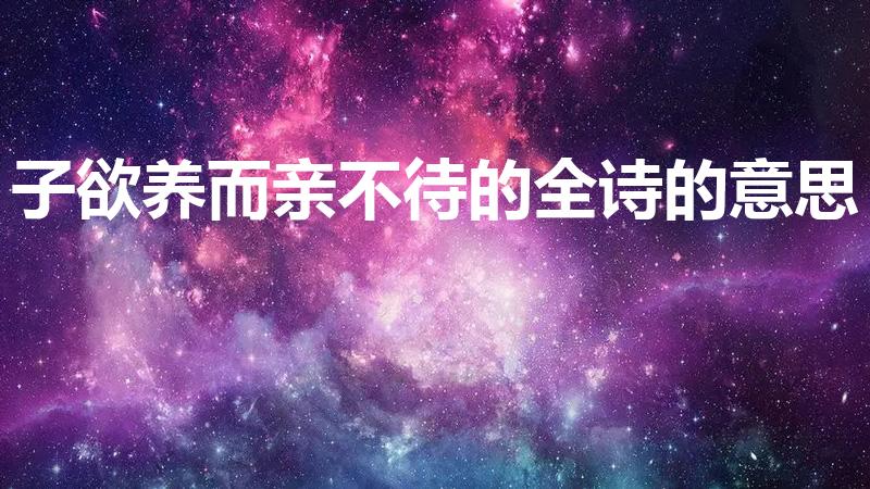 子欲养而亲不待的全诗的意思（“子欲养而亲不待”什么意思）