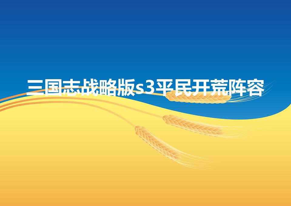 三国志战略版s3平民开荒阵容