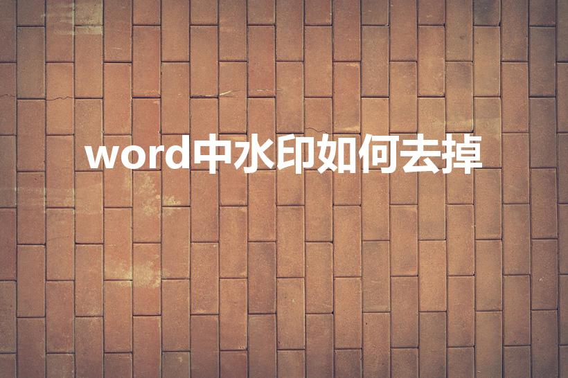 word中水印如何去掉（word文档怎么去掉水印）