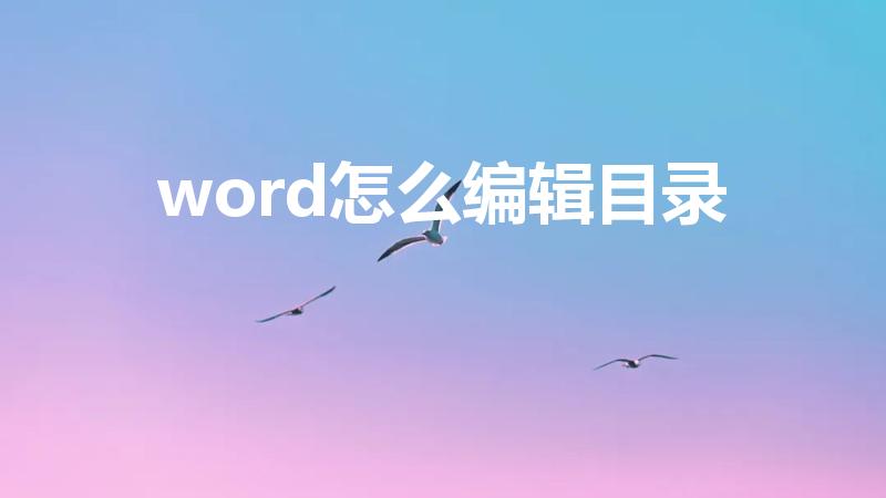 word怎么编辑目录（word中如何编辑目录的两种方法）